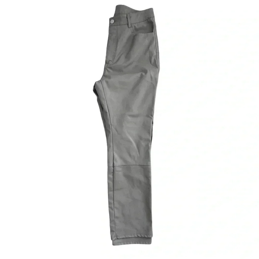 H&M High rise pants Faux leather ankle slim straight leg, Size 8 - Picture 5 of 9